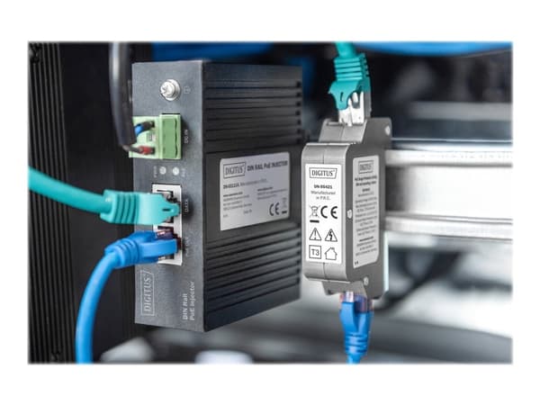 DIGITUS DN-95421 - PoE-overspenningsvern (DIN-skinnemonterbar) - utgangskontakter: 1 - grå