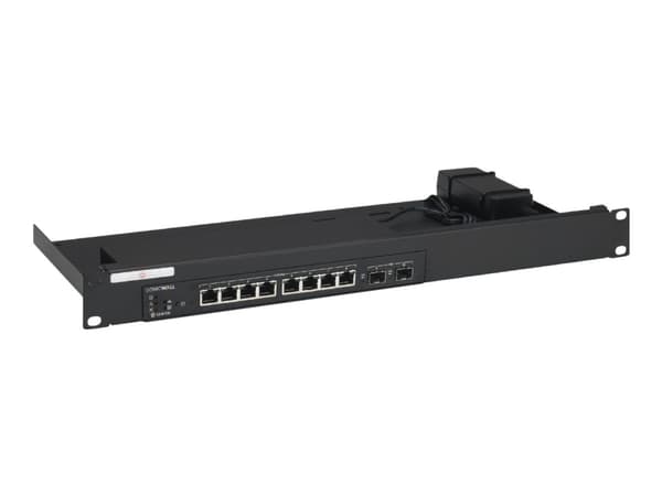 Rackmount.IT RM-SW-T8 - Verkkolaitteiden asennussarja - jalustalle asennettava - RAL 9005 - 1U - 19" - SonicWall-kytkimelle SWS12-8, SWS12-8POE