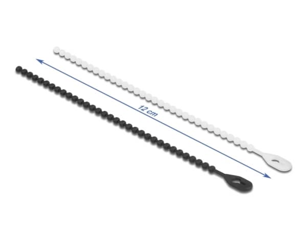 Delock Beaded - Kabelfestebånd - 12 cm - svart, hvit (en pakke 100)