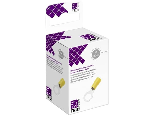 TRU COMPONENTS T2010C294 Ringkabelsko Tværsnit (max.)=6.0 mm² Hul-dia.=5.3 mm Delvist isoleret Gul 10 stk