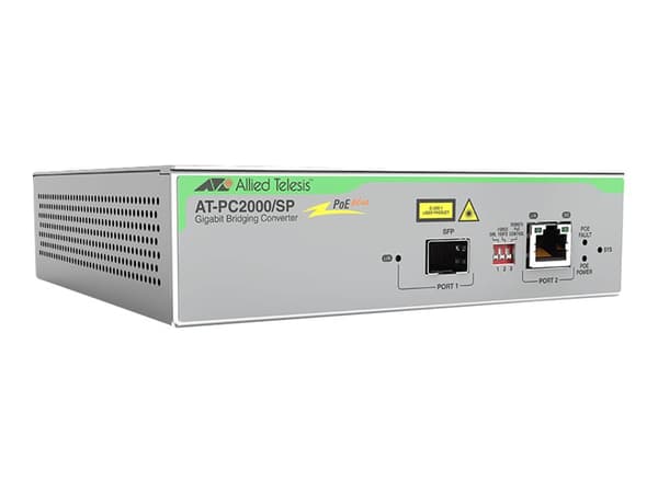 Allied Telesis AT PC2000/SP - Fibermedieomformer - 1GbE - 10Base-T, 100Base-TX, 1000Base-T, 1000Base-X, 100Base-X - SFP (mini-GBIC) / RJ-45 - 850 nm