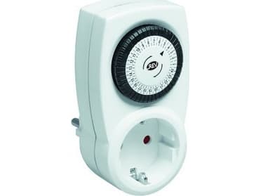 REV Timer, 24 timers timer med barnesikker lås, Hvid, CE, 230 V, 50 Hz