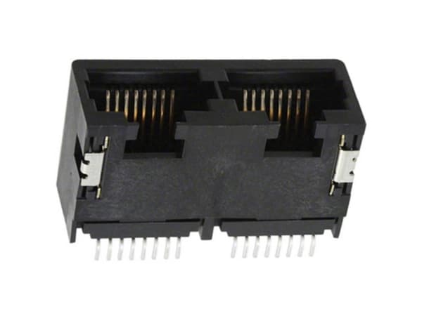 Molex 441930003 150 pcs Modular Jack, Right-Angle, Low Profile, Surface Mount, 8/8, 2 Ports