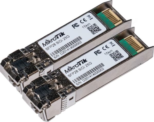 MikroTik XS+2733LC15D - SFP28 sändar-/mottagarmodul - SFP+/SFP28 / LC/UPC enkelläge - upp till 15 km - 1270 nm / 1330 nm (paket om 2)