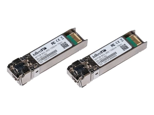 MikroTik XS+2733LC15D - SFP28 sändar-/mottagarmodul - SFP+/SFP28 / LC/UPC enkelläge - upp till 15 km - 1270 nm / 1330 nm (paket om 2)
