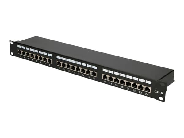 Extralink V2 - Patch-panel - rackmontering - CAT 6 - STP - RJ-45 X 24 - 1U - 19" Svart