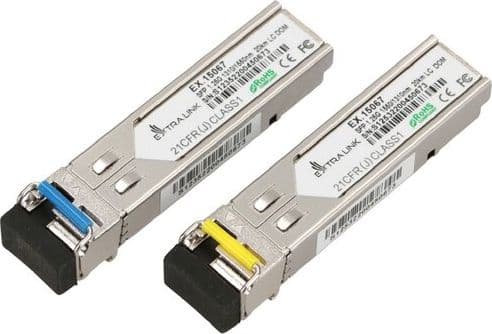 Extralink - SFP-sändar/mottagarmodul (mini-GBIC) - WDM - LC enkelläge - upp till 20 km - 1310 nm / 1550 nm (paket om 2)