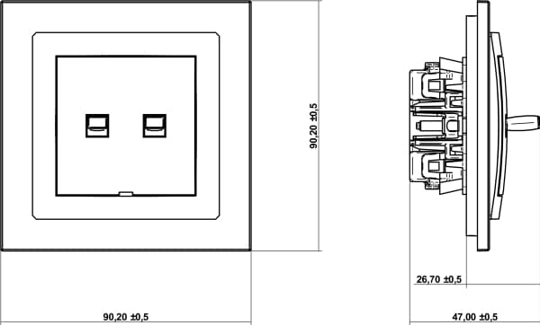 Karlik 12DWPUS-44.1, Tryckknappsbrytare, Svart, IP20, 250 V, 10 A