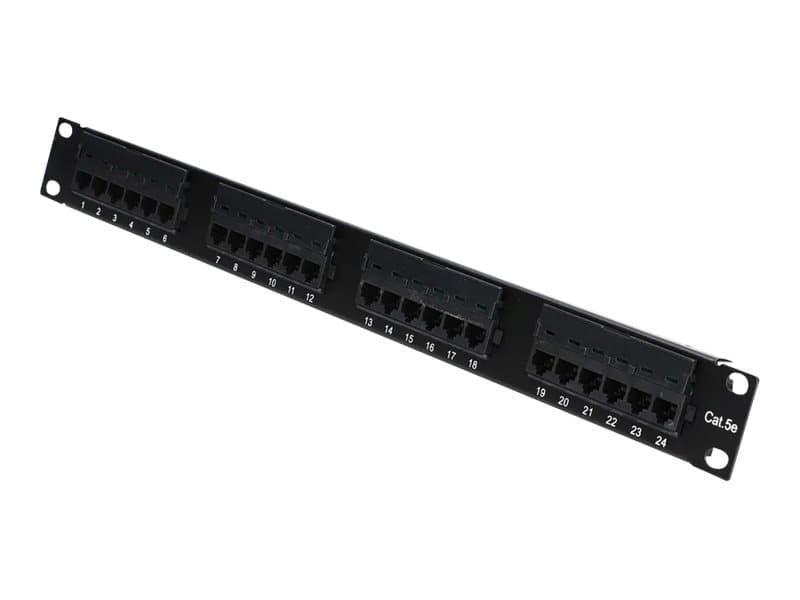Extralink - Patch-panel - stativmonterbar - CAT 5e - UTP - RJ-45 X 24 - sort - 19"