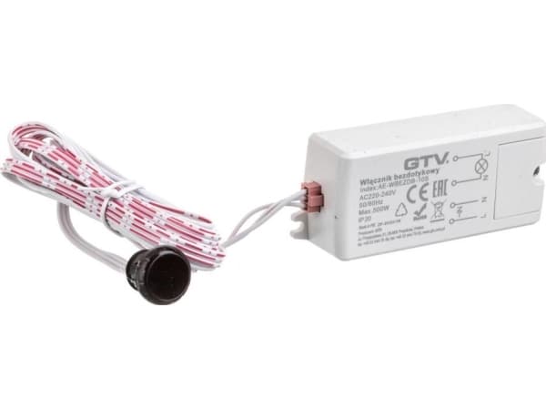 GTV Single-speed contactless switch for sliding doors, max. 500W AC 220-240V 50/60Hz IP20 black sensor AE-WBEZDB-10S