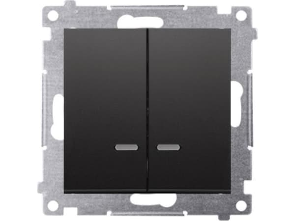 Kontakt-Simon Simon 54 Candlestick switch with LED backlight and for IP44 version (module) 10AX 250V quick connectors black mat with DU1W insert DW5B