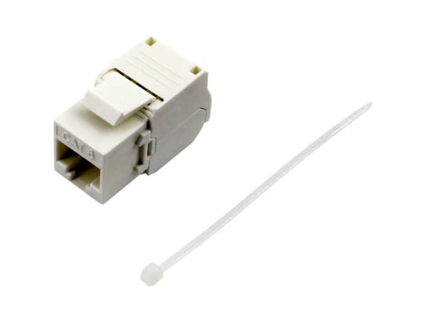 TRU COMPONENTS RJ45-kytkin, CAT 6 93038C369 Kytkin, suora napainen (RJ) 8 valkoinen 1 kpl