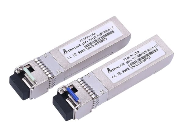 Extralink - SFP+ sändar/mottagarmodul - 10GbE, SONET/SDH - WDM - LC enkelläge - upp till 20 km - 1270 nm / 1330 nm (paket om 2)