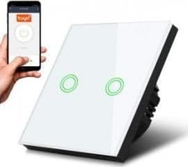 Maclean Light touch switch Maclean MCE714W double, SMART, Tuya APP, glass, white with round backlight button, 86x86mm