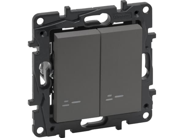 Legrand Niloe stegströmbrytare 863418 dubbel belyst stål