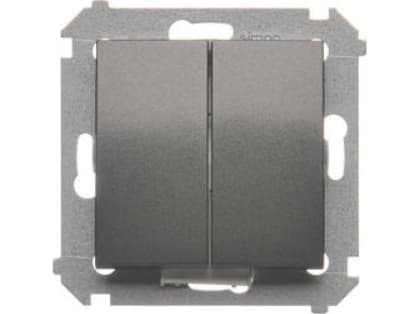Kontakt-Simon Stair switch Kontakt-Simon Simon 54 DW6/2L.01/X/48 double with illumination without pictogram 10AX 250V module ~ screw terminals anthra