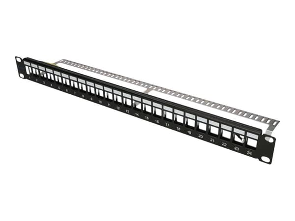 Extralink 24 PORT STP 19\" MODULAR PATCHPANEL, Kytkentäpaneeli, Musta, Metalli, 1U, Pyöreä, 48,3 cm (19")