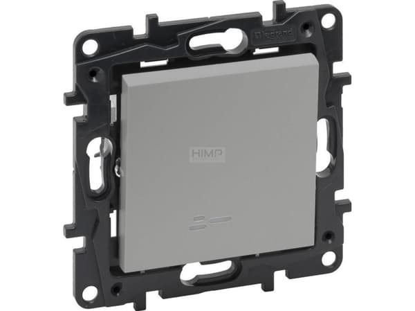 Legrand Niloe Step - Enpolig belyst strömbrytare 10 AX - Aluminium 863311