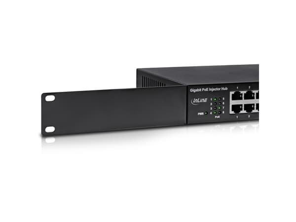 InLine 32308H, Gigabit Ethernet, 10,100,1000 Mbit/s, IEEE 802.3, IEEE 802.3ab, IEEE 802.3af, IEEE 802.3at, IEEE 802.3u, Sort, PoE, Strøm, 56 V