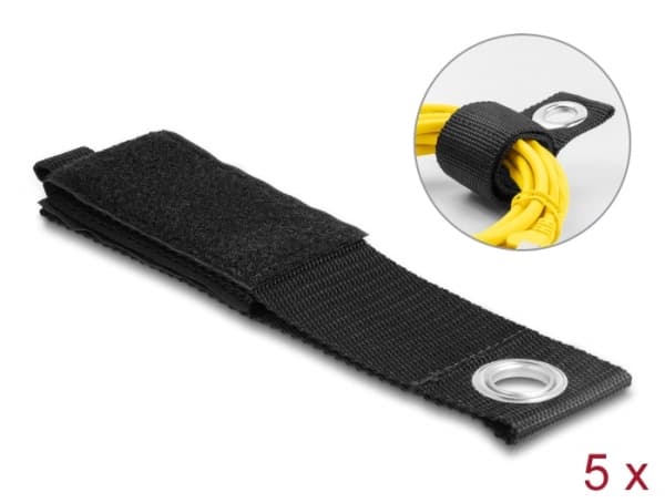Delock - Krok- og sløyfefesteinnretning - heavy-duty with fastening eye - 43.5 cm - svart (en pakke 5)