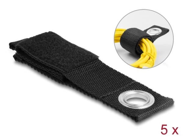 Delock - Krok- og sløyfefesteinnretning - heavy-duty with fastening eye - 26 cm - svart (en pakke 5)