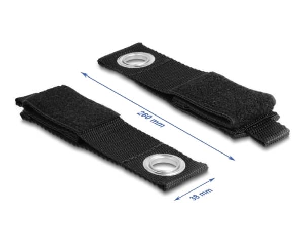 Delock - Krok- og sløyfefesteinnretning - heavy-duty with fastening eye - 26 cm - svart (en pakke 5)