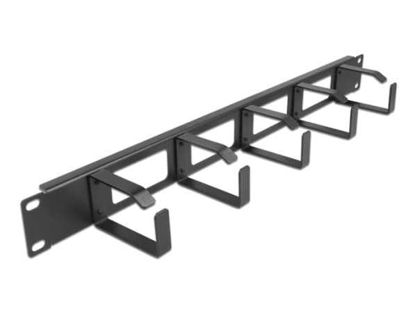 Delock - Rackpanel för kabelhantering - svart - 1U - 19"