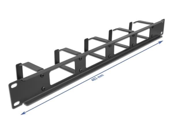 Delock - Rackpanel för kabelhantering - svart - 1U - 19"