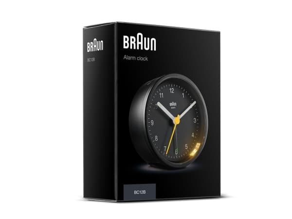 Braun BC12B, Quartz-väckarklocka, Rund, Svart, Analog, Batteri, AAA