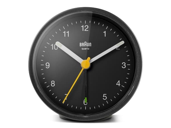 Braun BC12B, Quartz-väckarklocka, Rund, Svart, Analog, Batteri, AAA