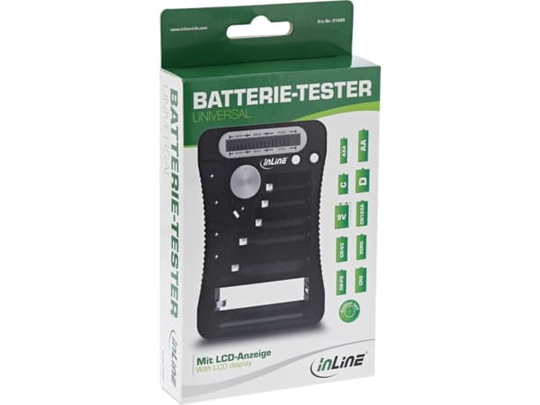 InLine 01285, 9v, AA, AAA, C, CR123A, D, Svart