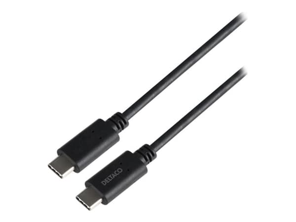 DELTACO - USB-kabel - 24 pin USB-C (hann) til 24 pin USB-C (hann) - 80 cm - USB Power Delivery (240 W) - svart