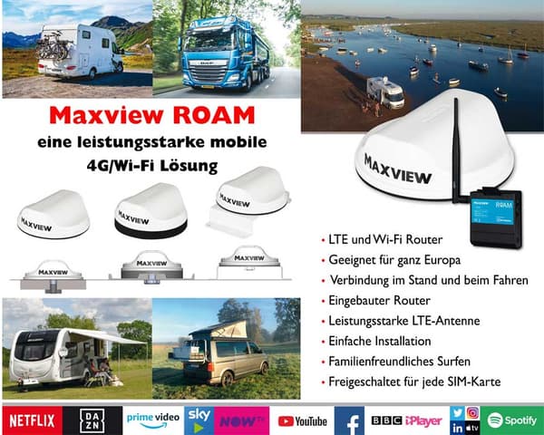 Maxview Roam Mobil 3G / 4G Wi-Fi System antenn inklusive router för husvagnar, husbilar och båt