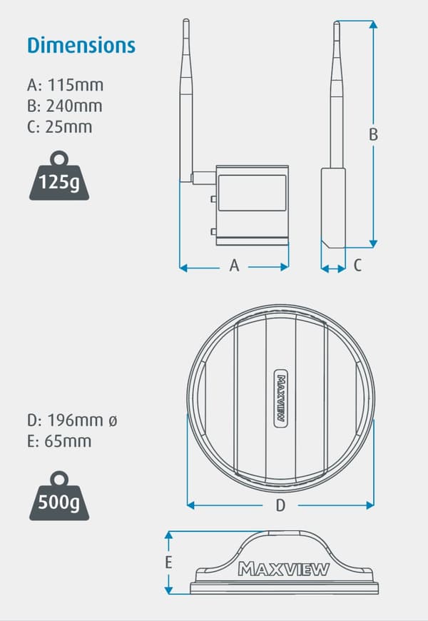 Maxview Roam Mobil 3G / 4G Wi-Fi System antenn inklusive router för husvagnar, husbilar och båt