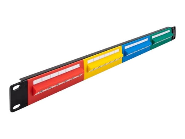 Delock - Koblingspanel - skapmonterbar - CAT 5e - RJ-45 X 24 - blå, gul, rød, grønn - 1U - 19" Blå, Grønn, Rød, Gult