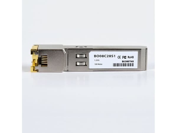 BlueOptics ABCU-5740RZ-BC-BO, kobber, 1250 Mbit/s, SFP, 100 m, 1000BASE-T, Sølv