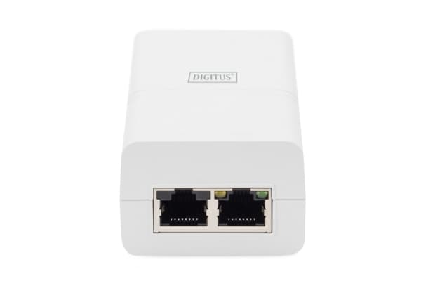 DIGITUS - Strøminjektor - Gigabit, active, IEEE 802.3af, midspan - AC 100-240 V - 30 watt - utgangskontakter: 2 - hvit