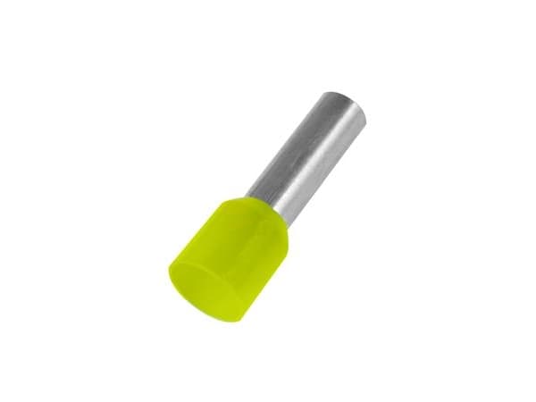 Terminalrør gul 0,25 mm2 længde 14mm afisoleringslængde 8mm huldiameter Ø1,0/2,6 mm - (100 stk.)