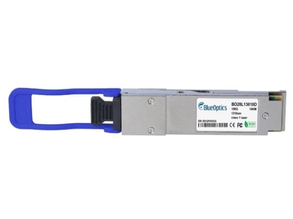 BlueOptics TOM-100G-Q-LR4-BO, Fiber optisk, 100000 Mbit/s, QSFP28, 10000 m, Sølv, QSFP28