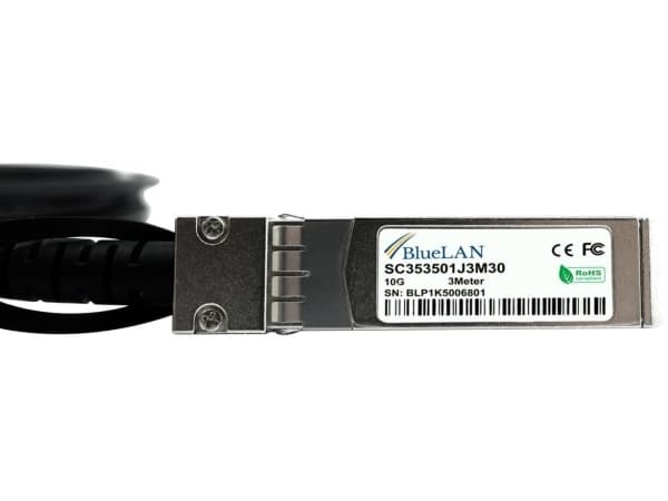 BlueOptics PAN-SFP-PLUS-CU-2M-BL, 2 m, SFP+, SFP+, Uros/uros, Musta, Hopea, 10 Gbit/s