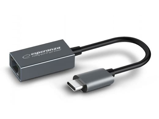 Esperanza ENA102, 10.100.1000 Mbit/s, 10/100/1000, IEEE 802.3, IEEE 802.3ab, IEEE 802.3u, Cat6, Grafitt, 1 stk.