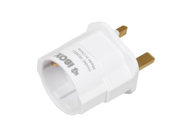 iBOX IAUKEA - Strømkoblingsadapter - Type G til Type E - AC 100-250 V - 13 A - hvit