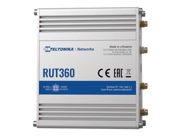 Teltonika RUT360 - Trådlös router - WWAN - Wi-Fi - 2,4 GHz - DIN-skenmonterbar, bordsmonterbar