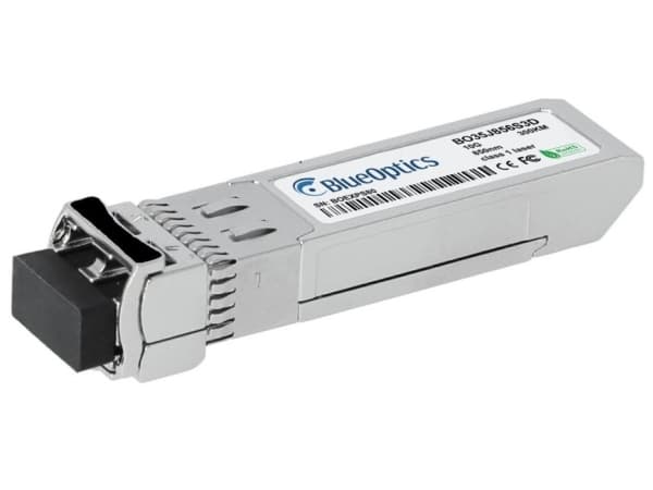 Forcepoint MOD-SFP-10G-SR -yhteensopiva BlueOptics© SFP+ -lähetin monimuototason 10 gigabitin nopeisiin tiedonsiirtoihin valokuituverkoissa. Tukee 10