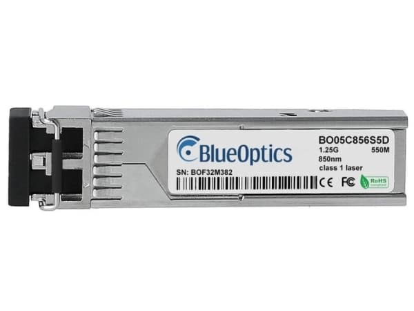 HPE Aruba R9Q43A -yhteensopiva BlueOptics© SFP-transceiveri monimoodiseen Gigabitin nopeaan tiedonsiirtoon valokuituverkoissa. Tukee Gigabit Ethernet
