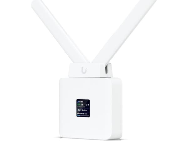 Ubiquiti UMR, Mobilnettverksruter, Hvit, Polykarbonat (PC), DIN-skinne/veggmontering, LCM, 3,3 cm (1.3")