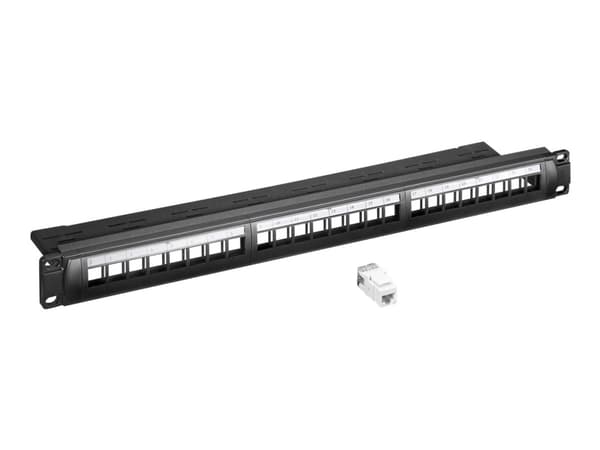 goobay - Patch-panel - CAT 6 - UTP - RJ-45 X 24 - svart - 1U - 19" - med 24 x CAT 6 UTP jacks Svart