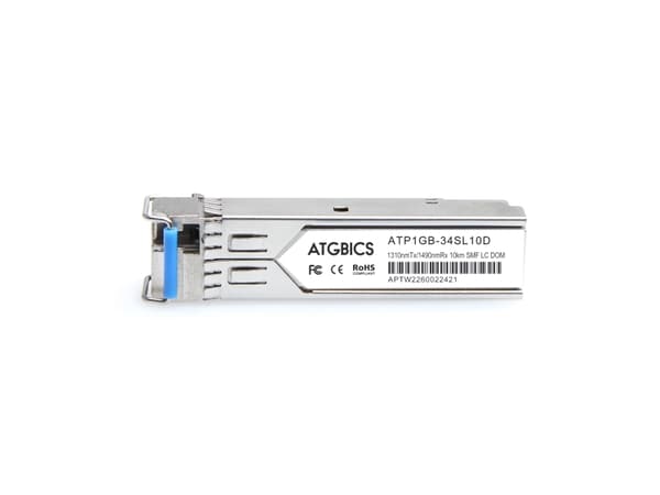 ATGBICS SFP-GE-BX-1310-SLC-C, Fiber optisk, 1000 Mbit/s, SFP, LC, BX-U, 10000 m