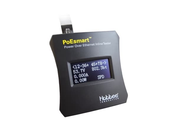 HOBBES 256320, PoE-tester, RJ-45, PoE testing, OLED, Sort, IEEE 802.3af, IEEE 802.3at, IEEE 802.3bt