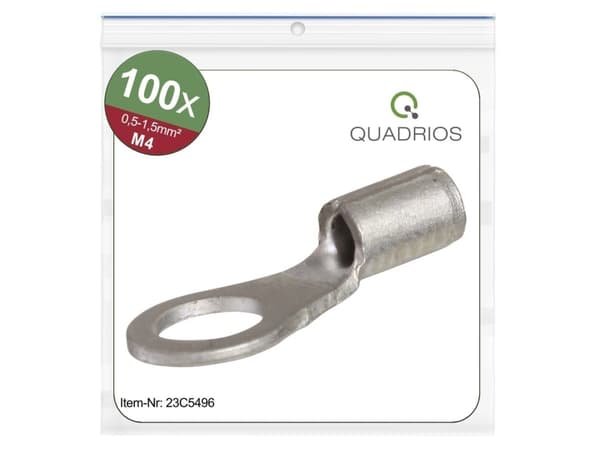 Quadrios 23C496 Ringkabelsko Tværsnit (max.)=1.5 mm² Hul-dia.=4.3 mm Uisoleret 100 stk